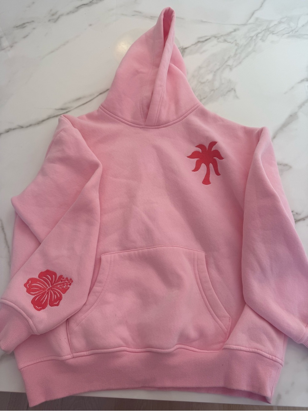 Pink Palm Puff Hoodie XS